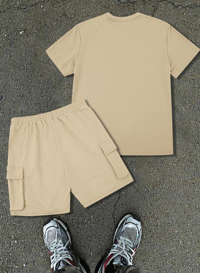Take Two Men Short Sleeve T-Shirt and Pocket Detail Shorts Co-Ords - Image 3